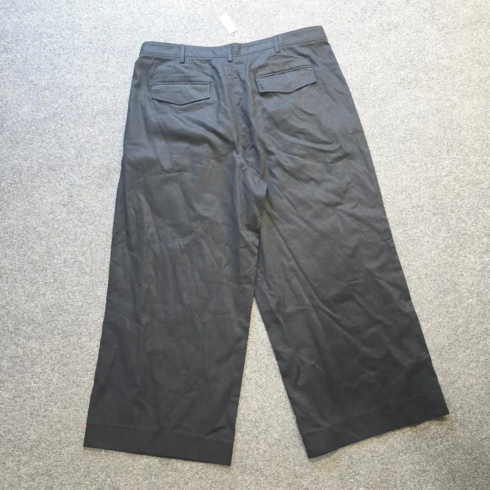 Banana Republic Pants Womens Size 20 Black Linen Blend Wide Leg Pleated Capsule